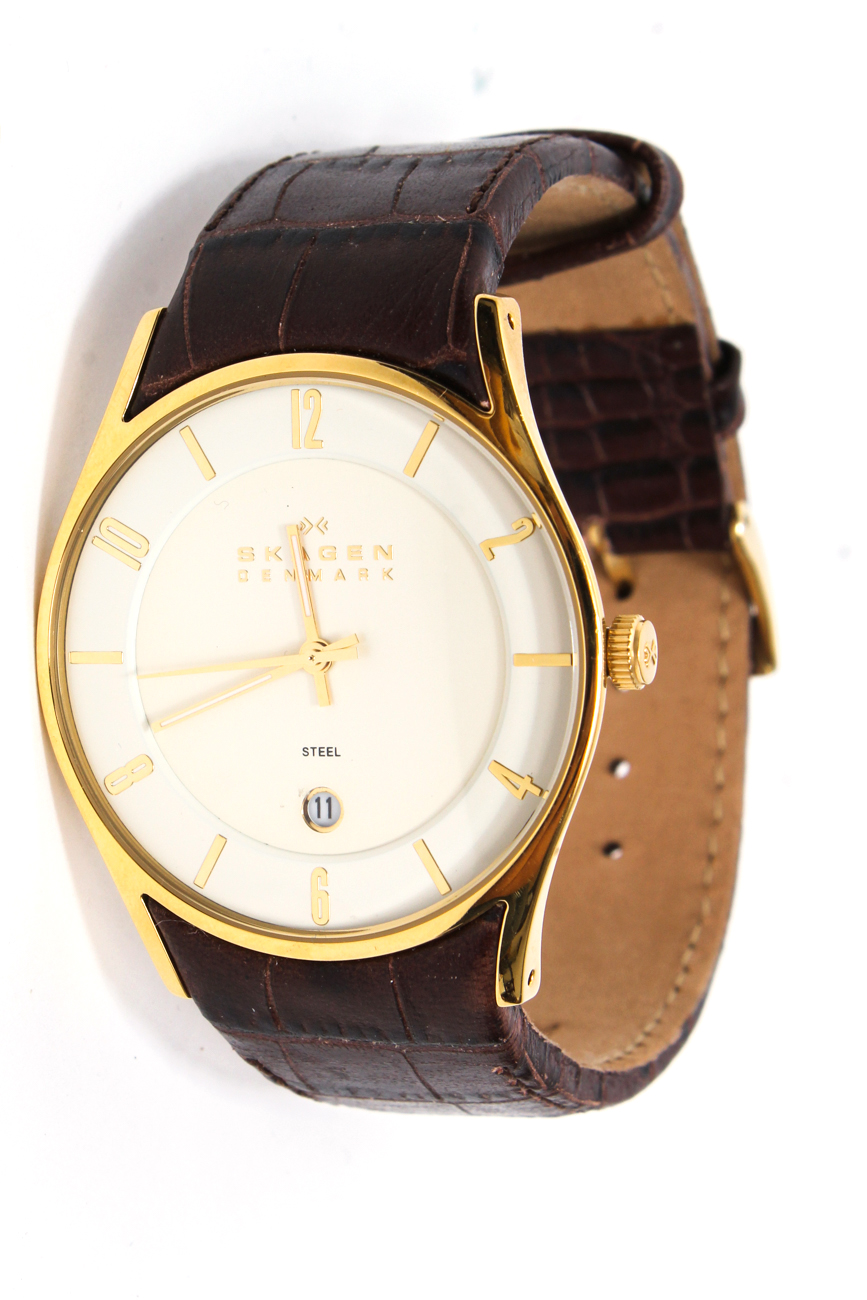 Skagen Denmark Croc Embossed Watch