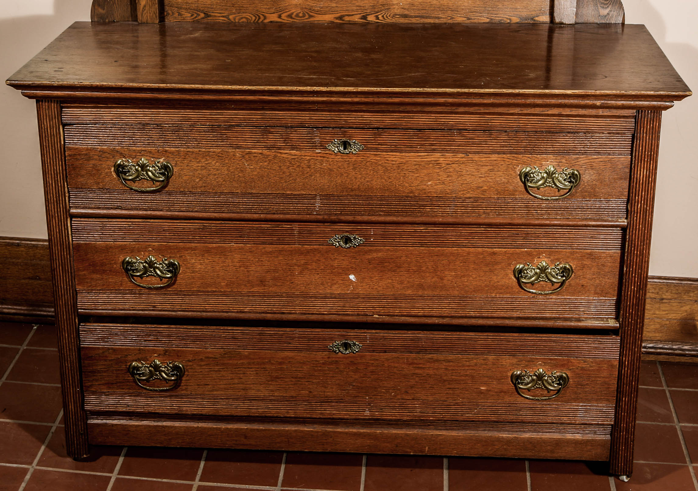 Victorian Style Dresser With Mirror