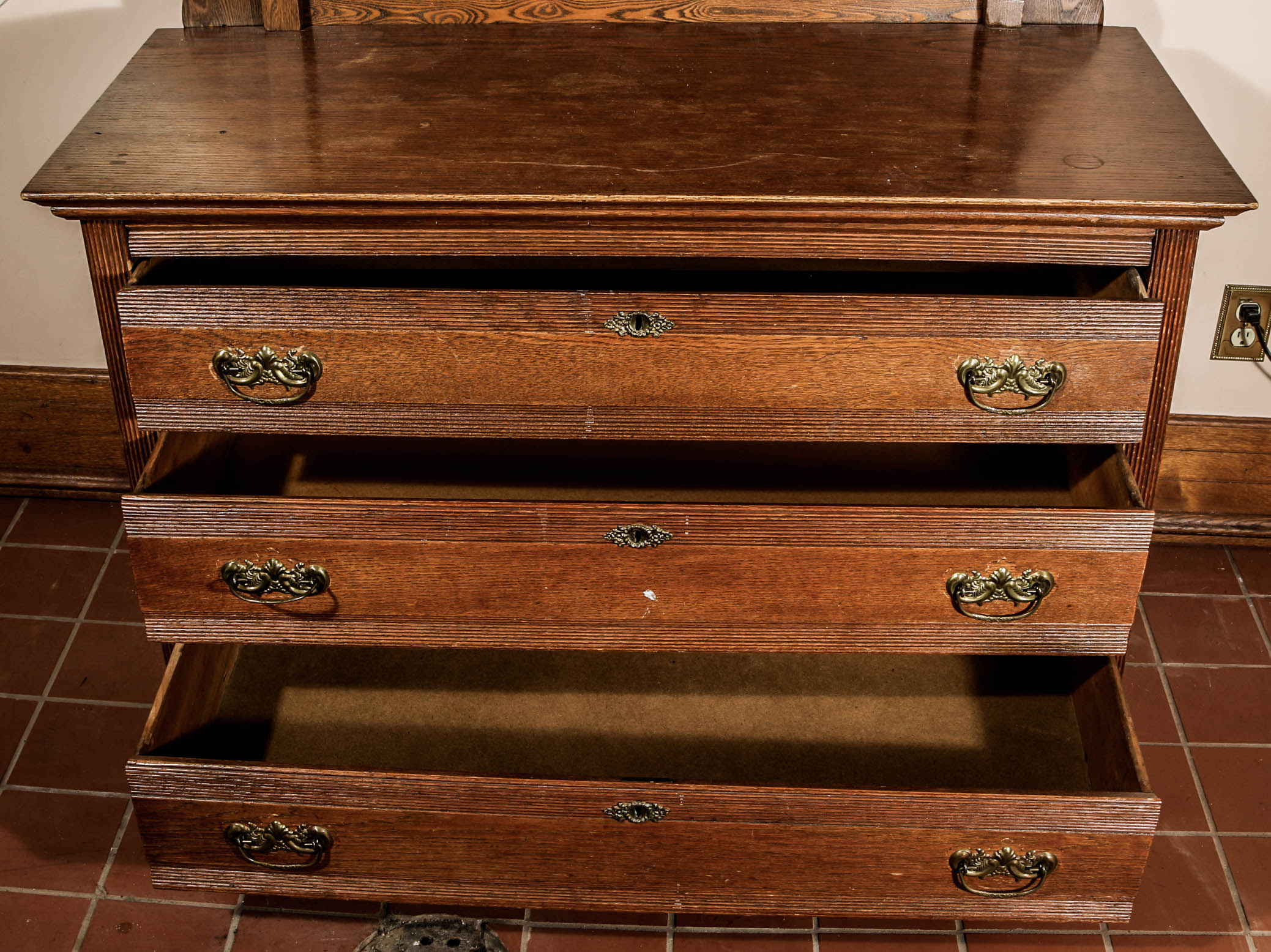 Victorian Style Dresser With Mirror
