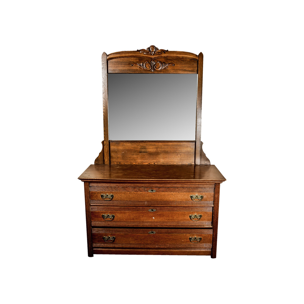 Victorian Style Dresser With Mirror