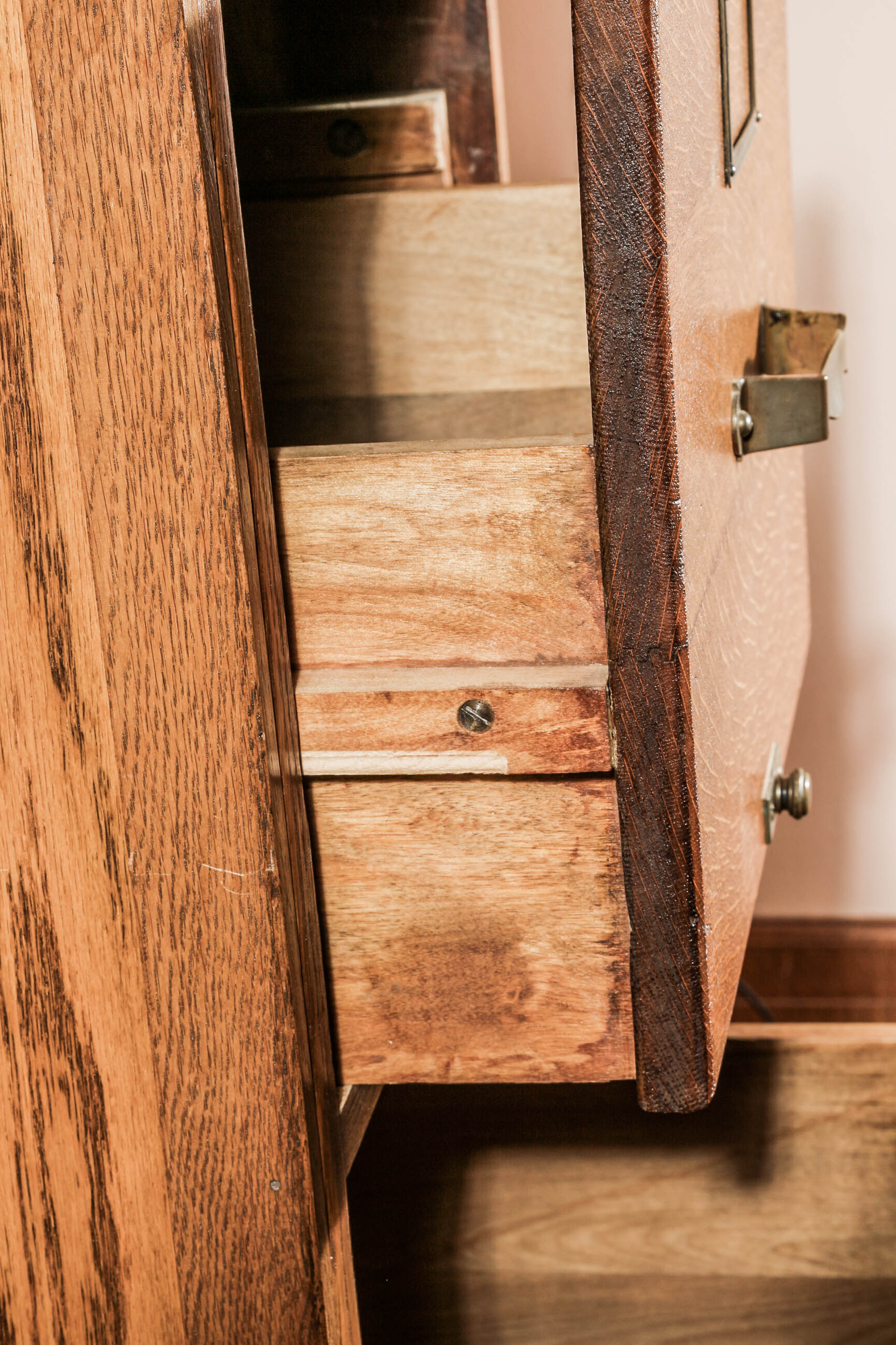 Vintage Oak Four Drawer Filing Cabinet
