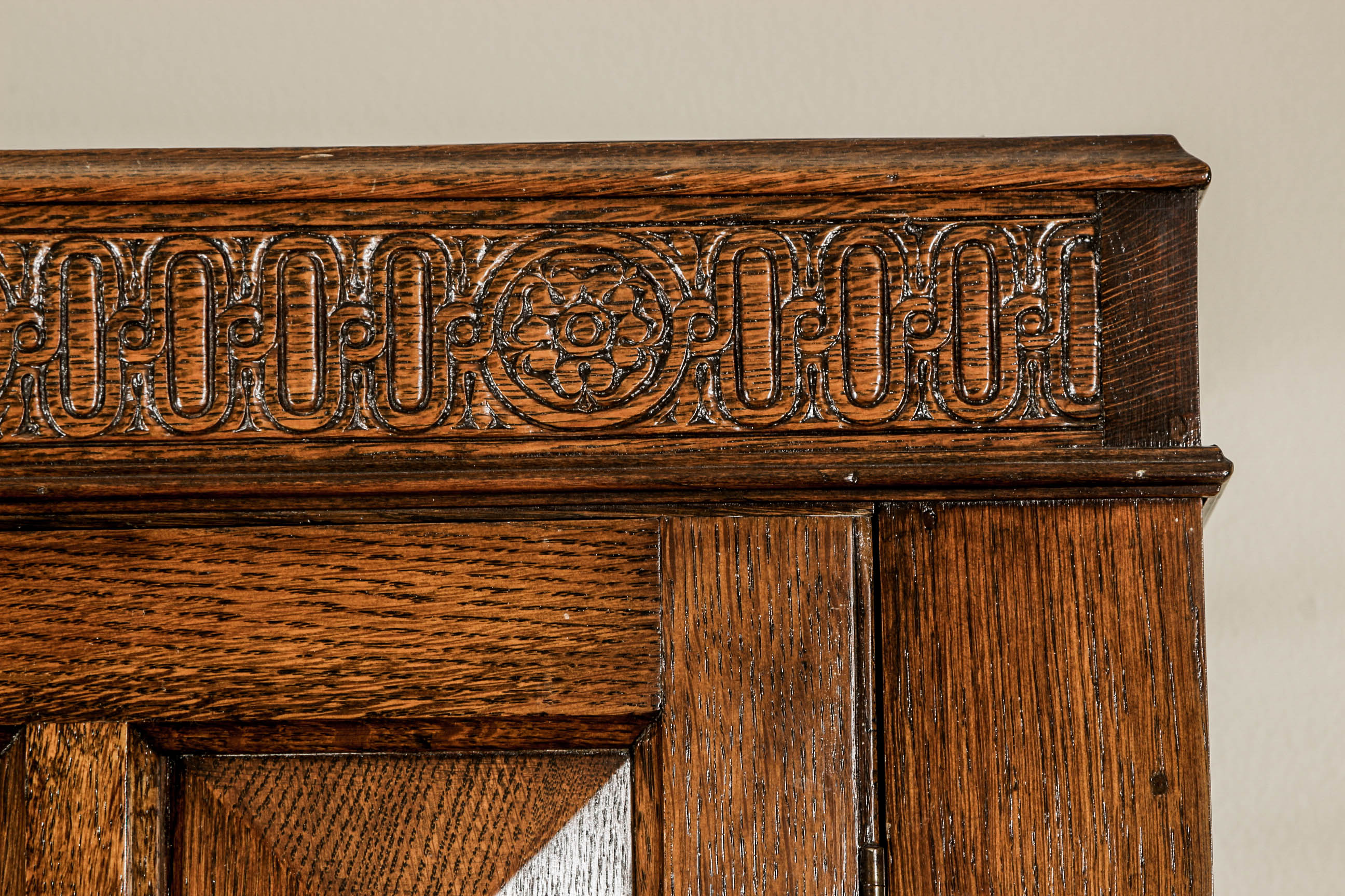 Jacobean Revival Style Oak Cabinet