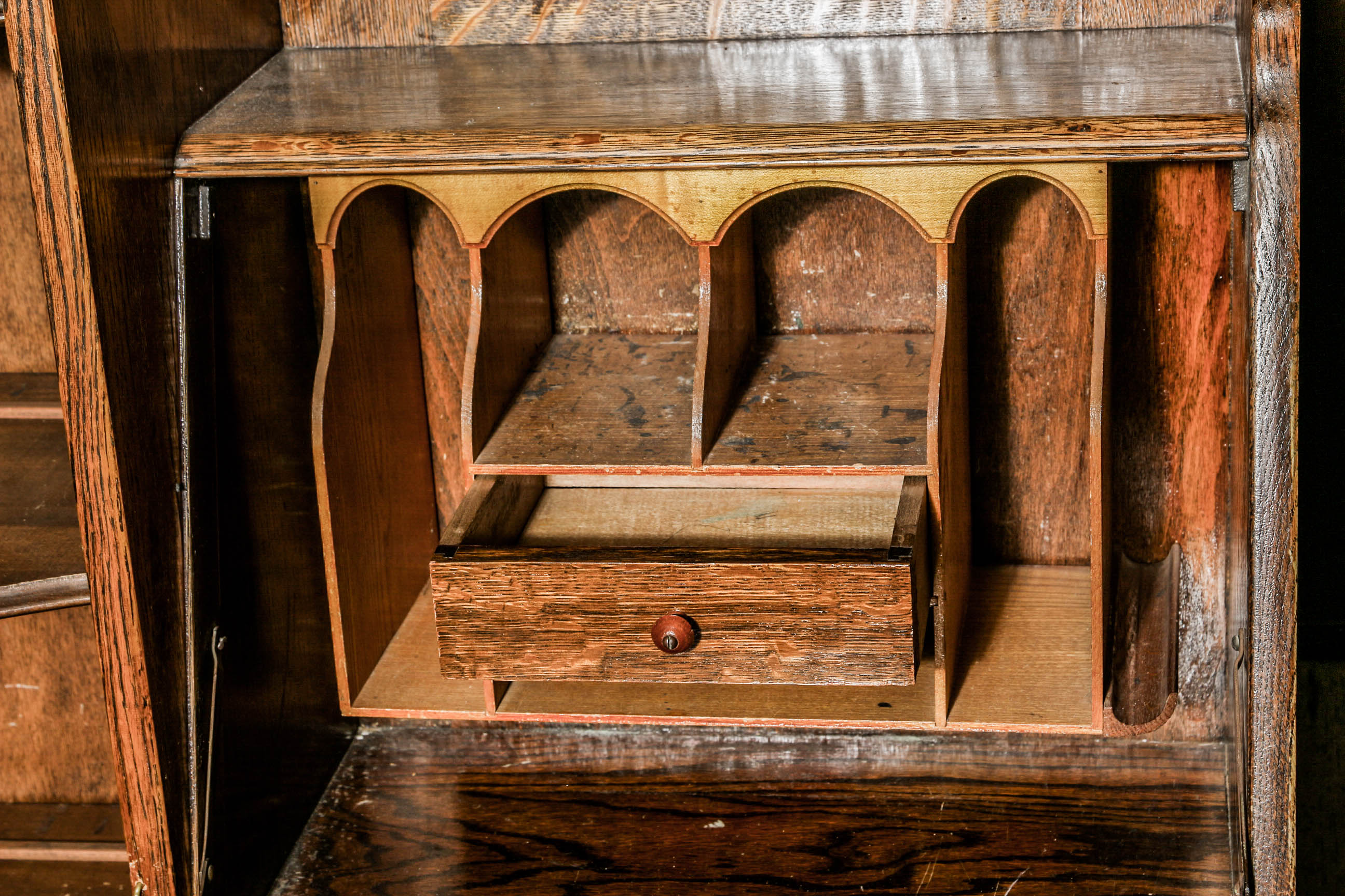 Antique Victorian Oak Secretary Cabinet