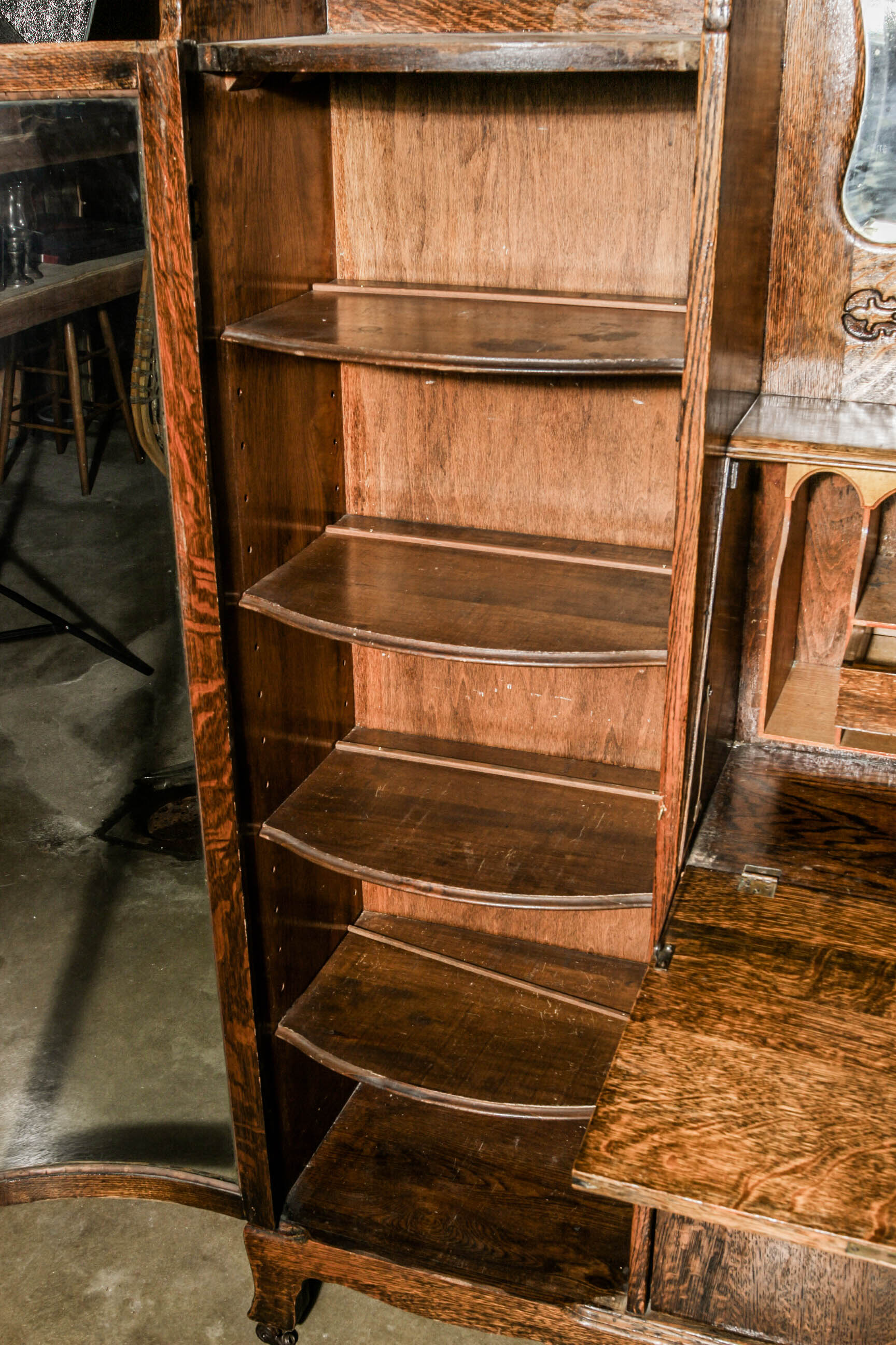 Antique Victorian Oak Secretary Cabinet
