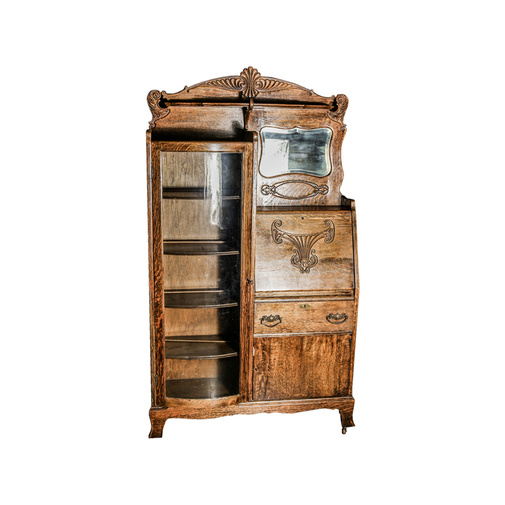 Antique Victorian Oak Secretary Cabinet