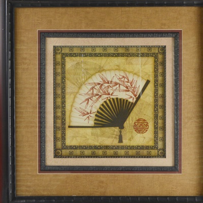 "Oriental Fan II" Framed Offset Lithograph
