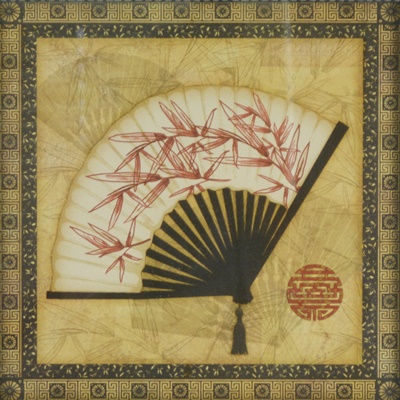 "Oriental Fan II" Framed Offset Lithograph