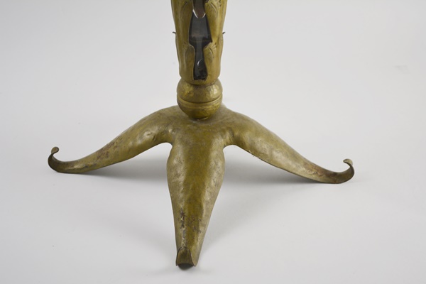 Vintage Glass and Bronze Trumpet Floor Vase