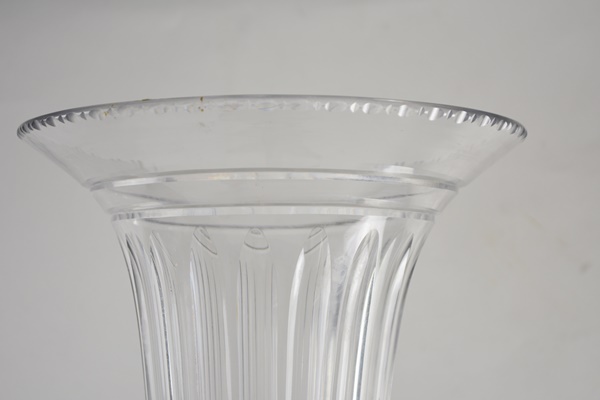 Vintage Glass and Bronze Trumpet Floor Vase