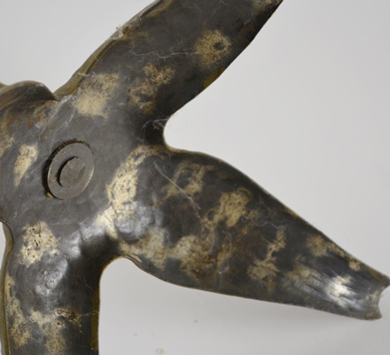 Vintage Glass and Bronze Trumpet Floor Vase