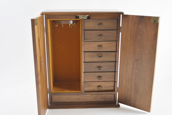 Walnut Table Top Jewelry Cabinet by Decatur Industries