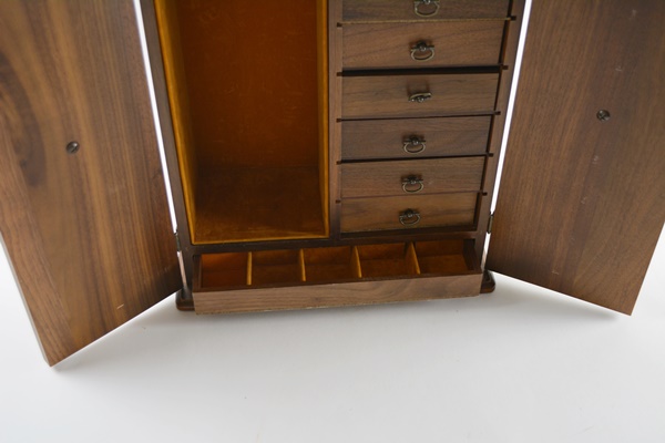 Walnut Table Top Jewelry Cabinet by Decatur Industries