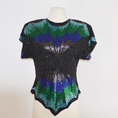 Oleg Cassini Bufferfly Beaded Women's Shirt