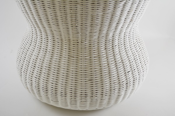 Crate & Barrel White Wicker Stool