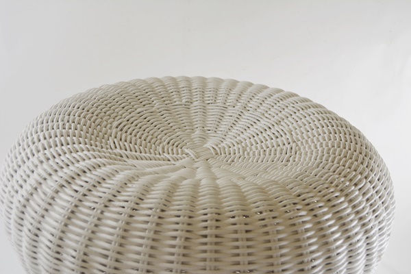 Crate & Barrel White Wicker Stool