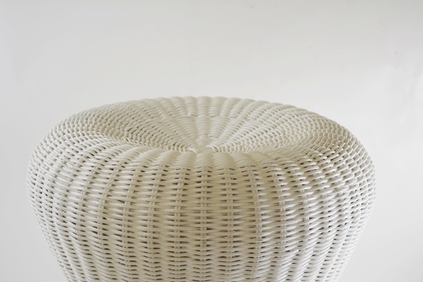 Crate & Barrel White Wicker Stool