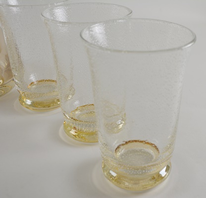 Art Glass Decanter and Bubble Glass Set