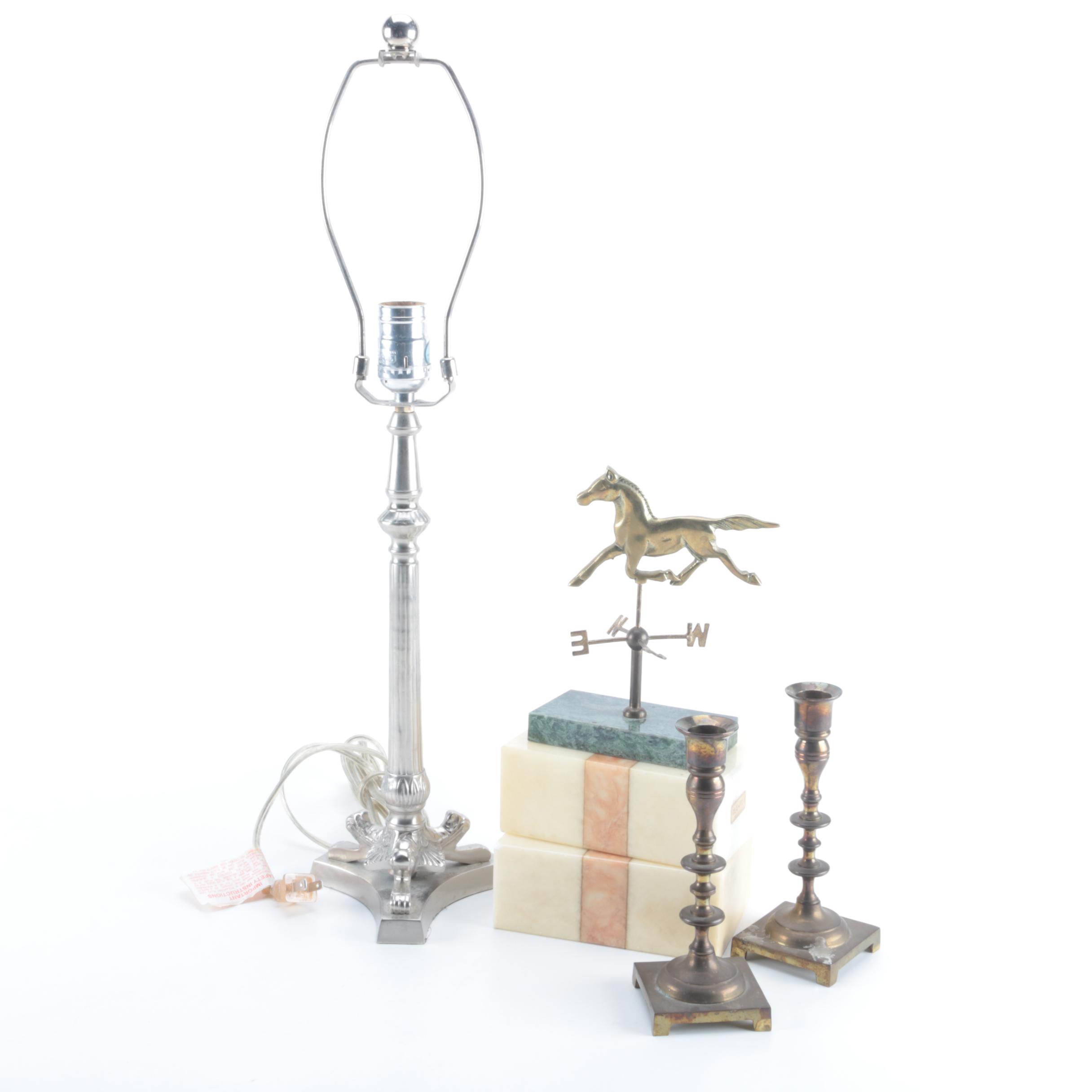 Table Lamp and Assorted Decorative Items