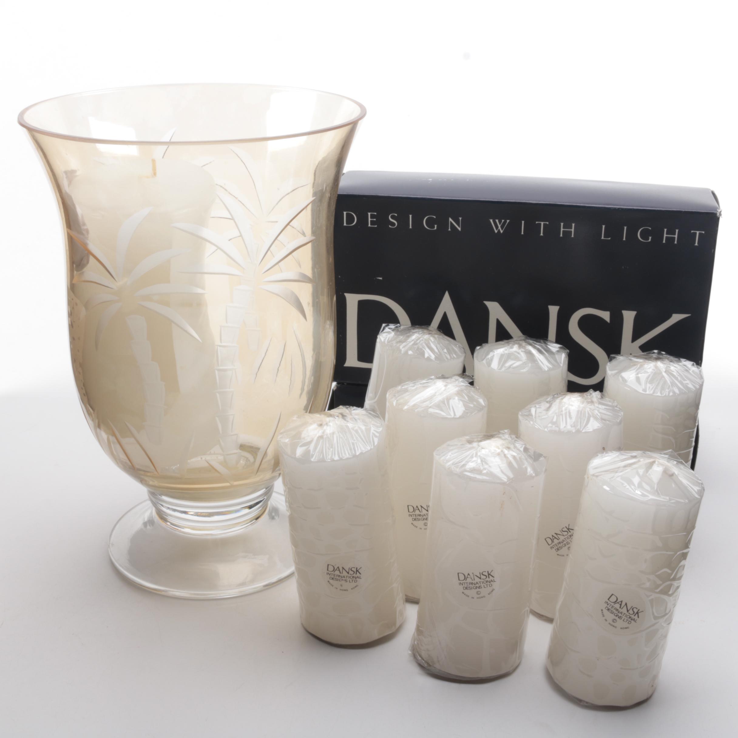 British Colonial Amber by Lenox and Dansk Pillar Candles