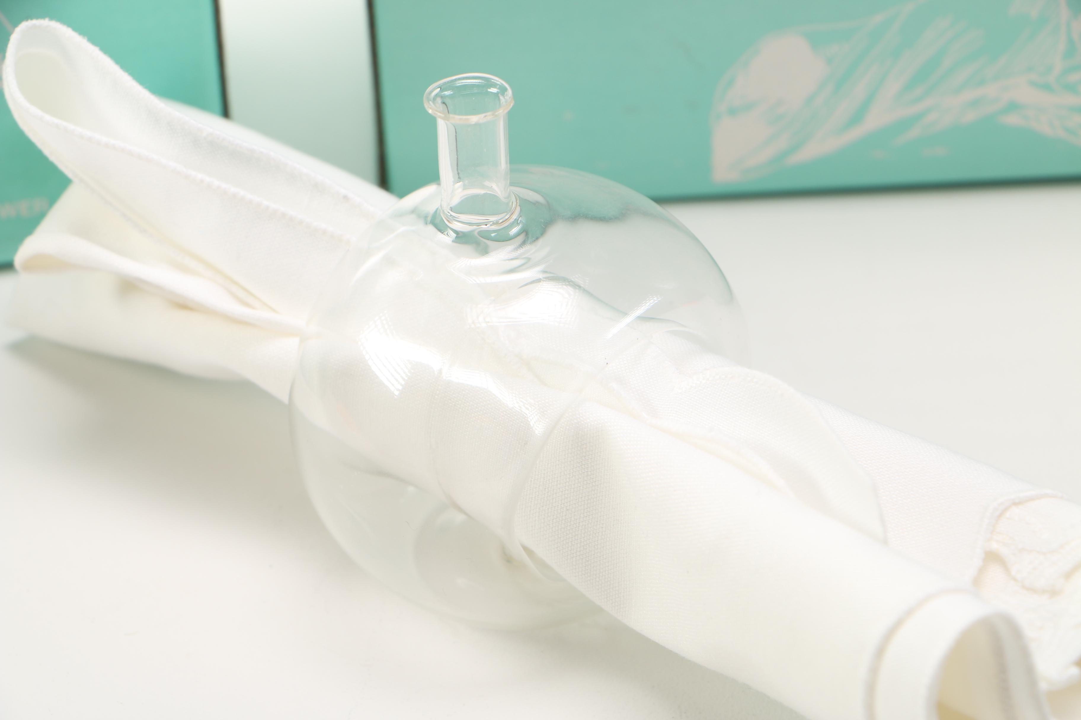 Hand Blown Glass Make Your Own Napkin Holders Set and Table Cloth