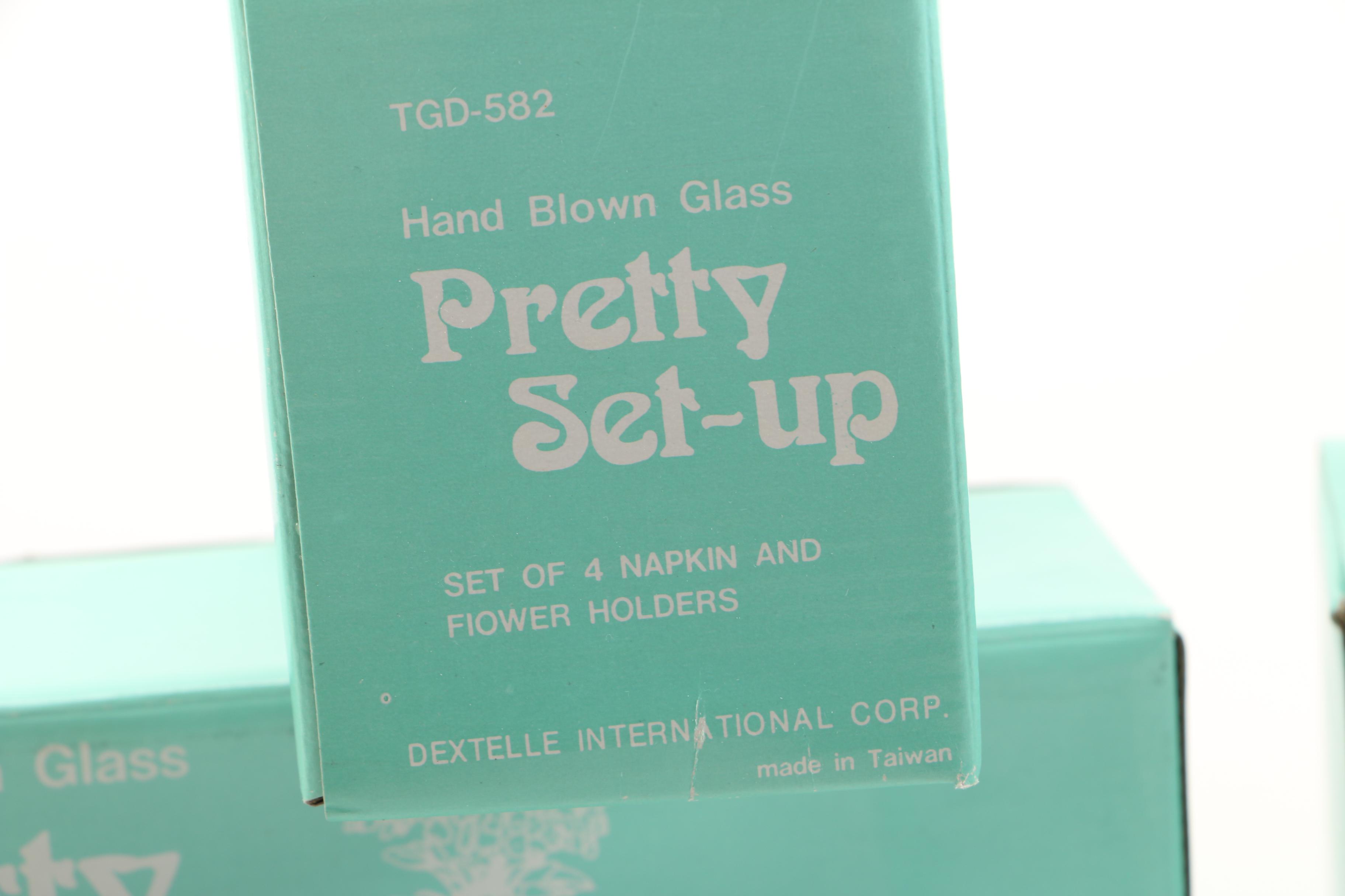 Hand Blown Glass Make Your Own Napkin Holders Set and Table Cloth
