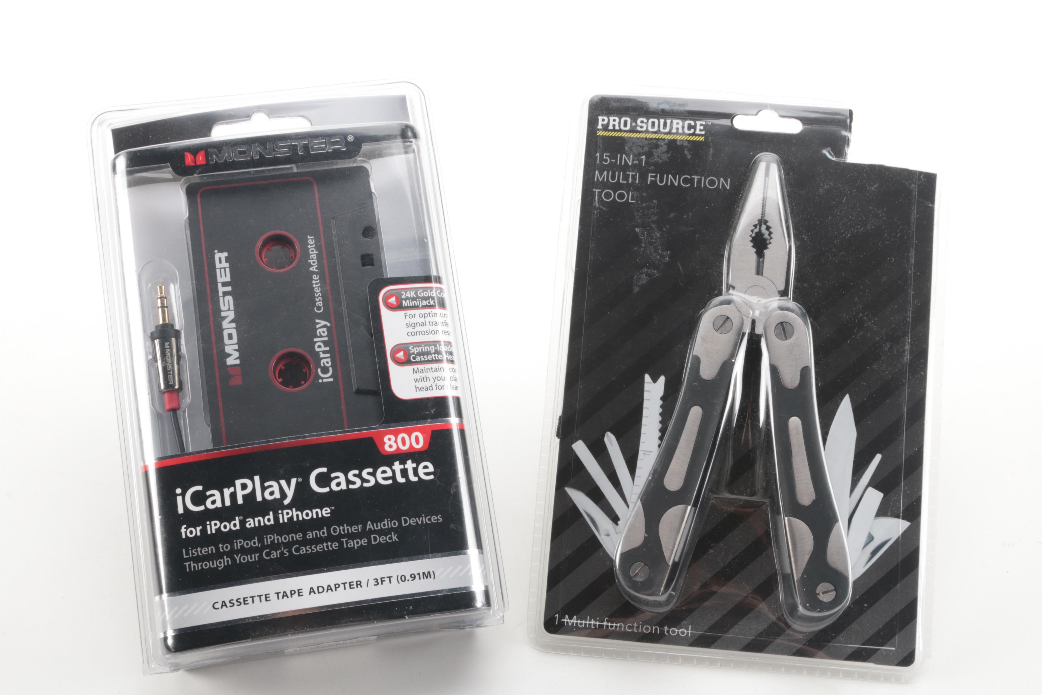 Camping and Outdoor Accessories Including a Sanyo Cassette Recorder