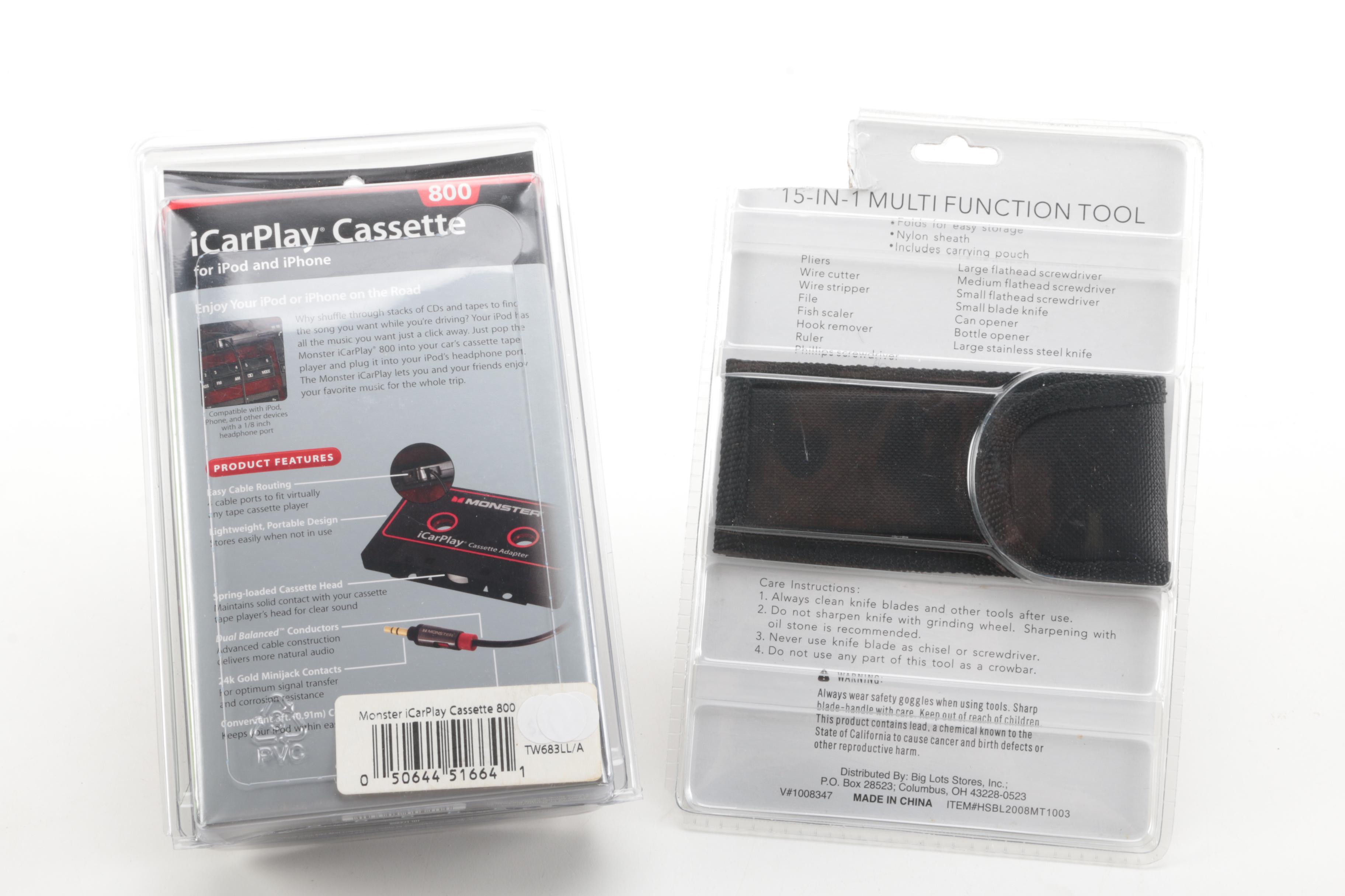 Camping and Outdoor Accessories Including a Sanyo Cassette Recorder