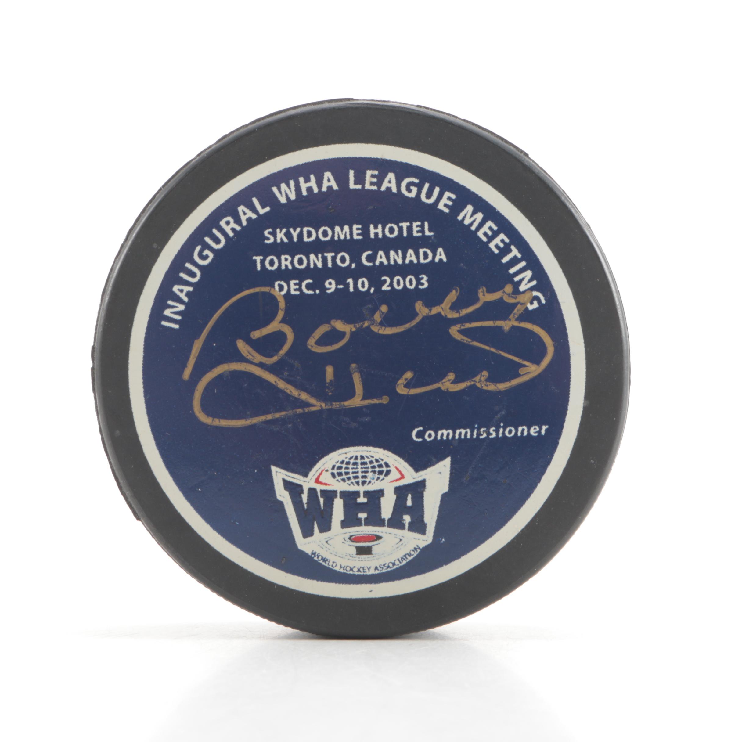 WHA Bobby Hull Signed Hockey Puck