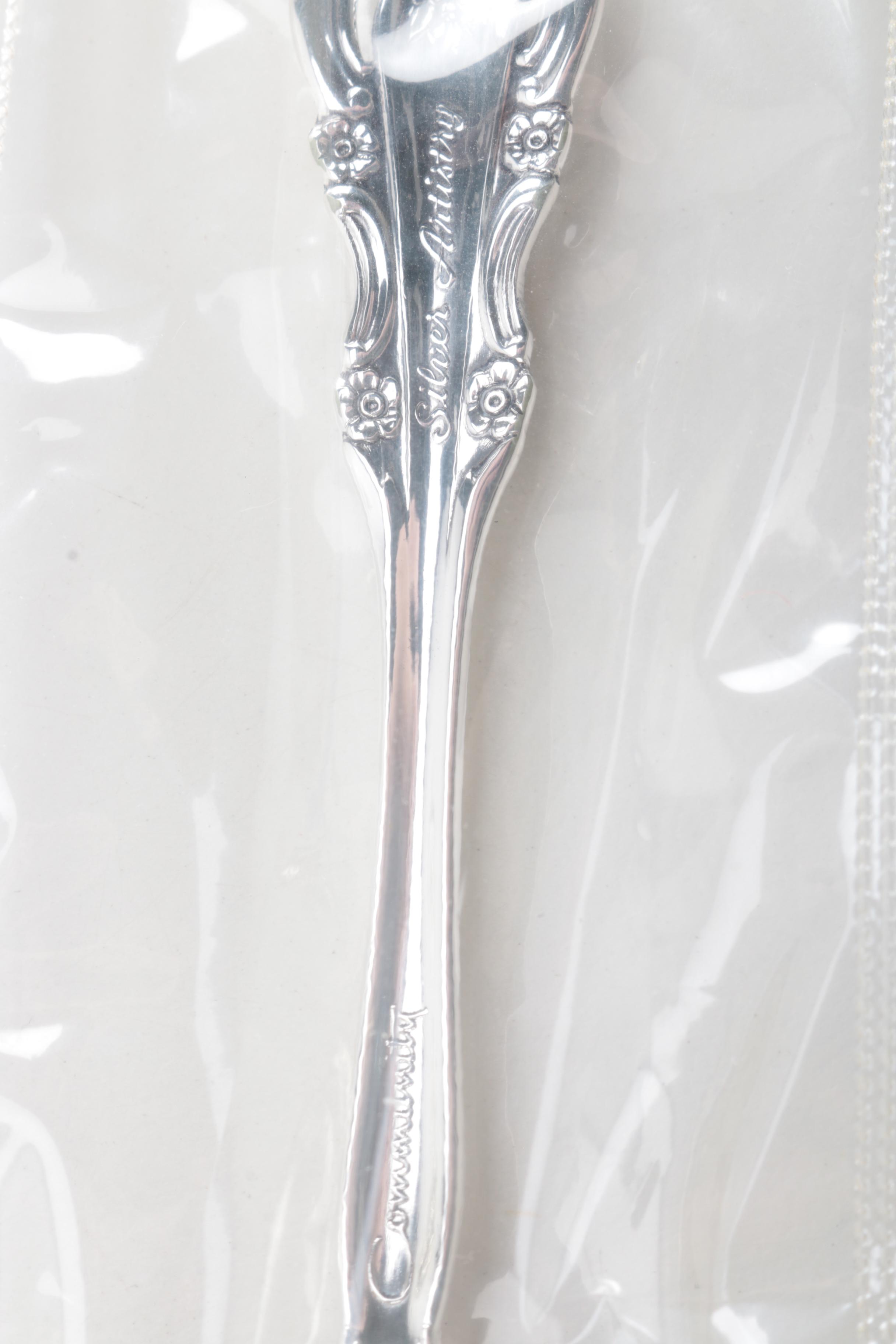 Collection of Knives and Silver Plate Serving Pieces