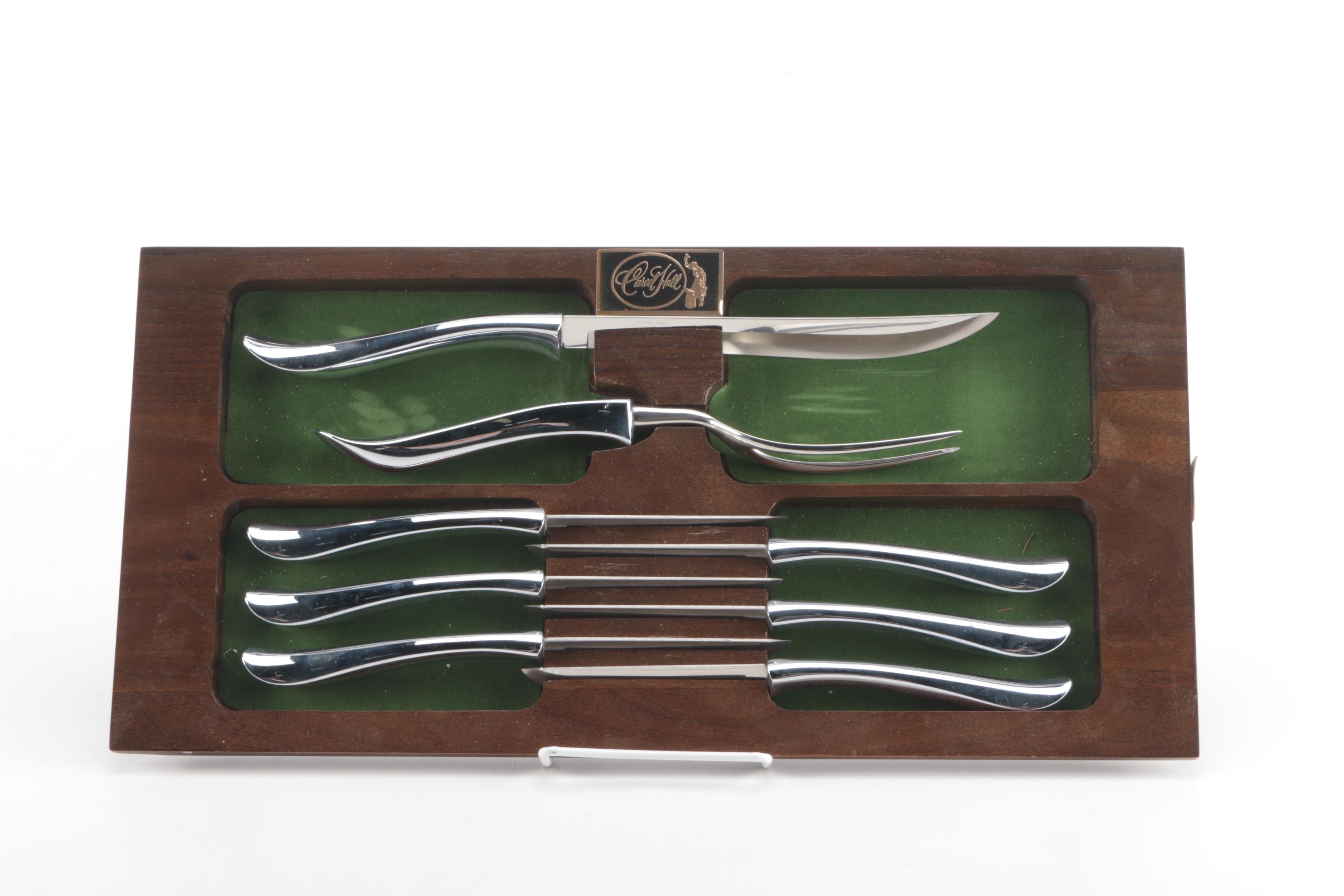 Collection of Knives and Silver Plate Serving Pieces