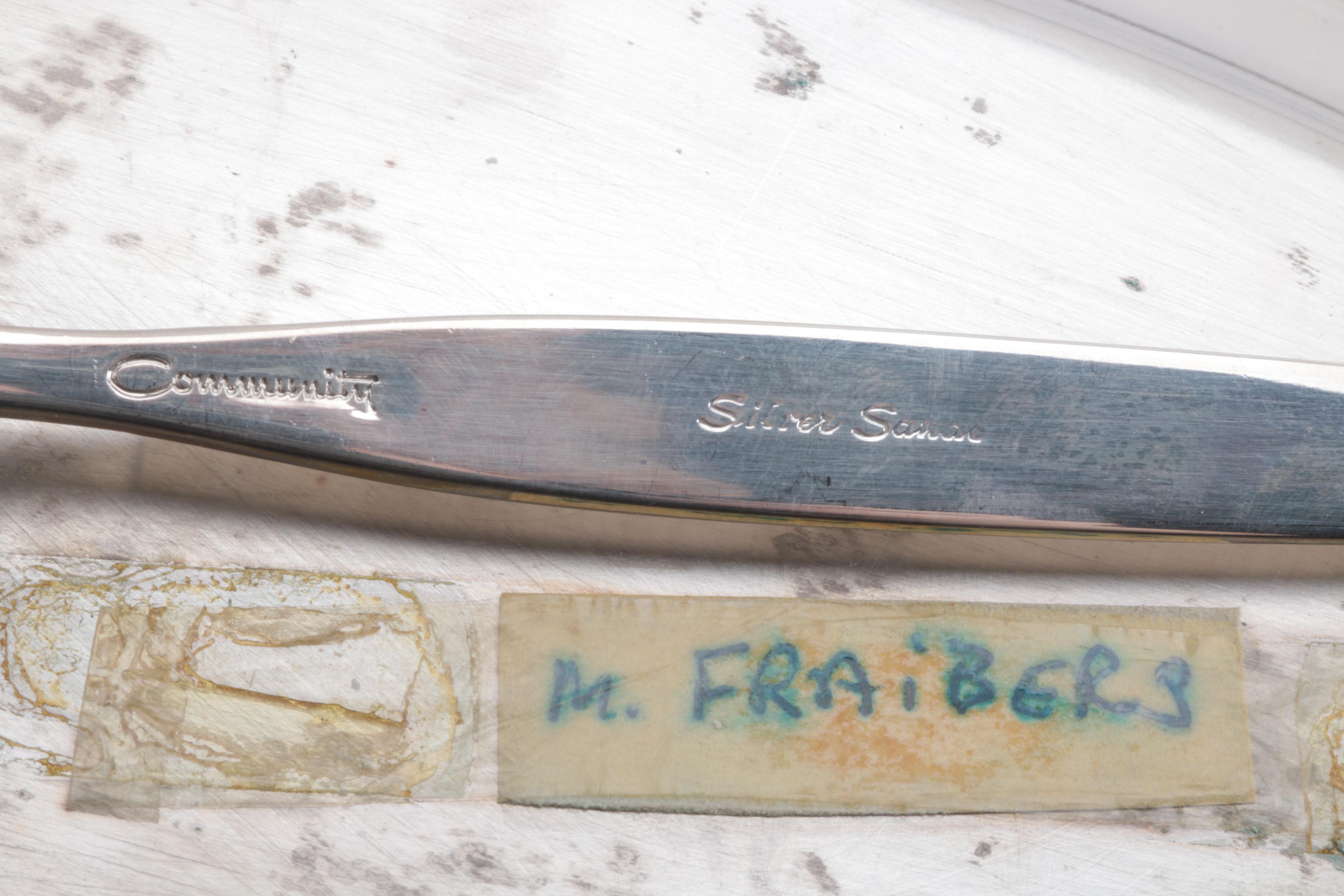 Collection of Knives and Silver Plate Serving Pieces