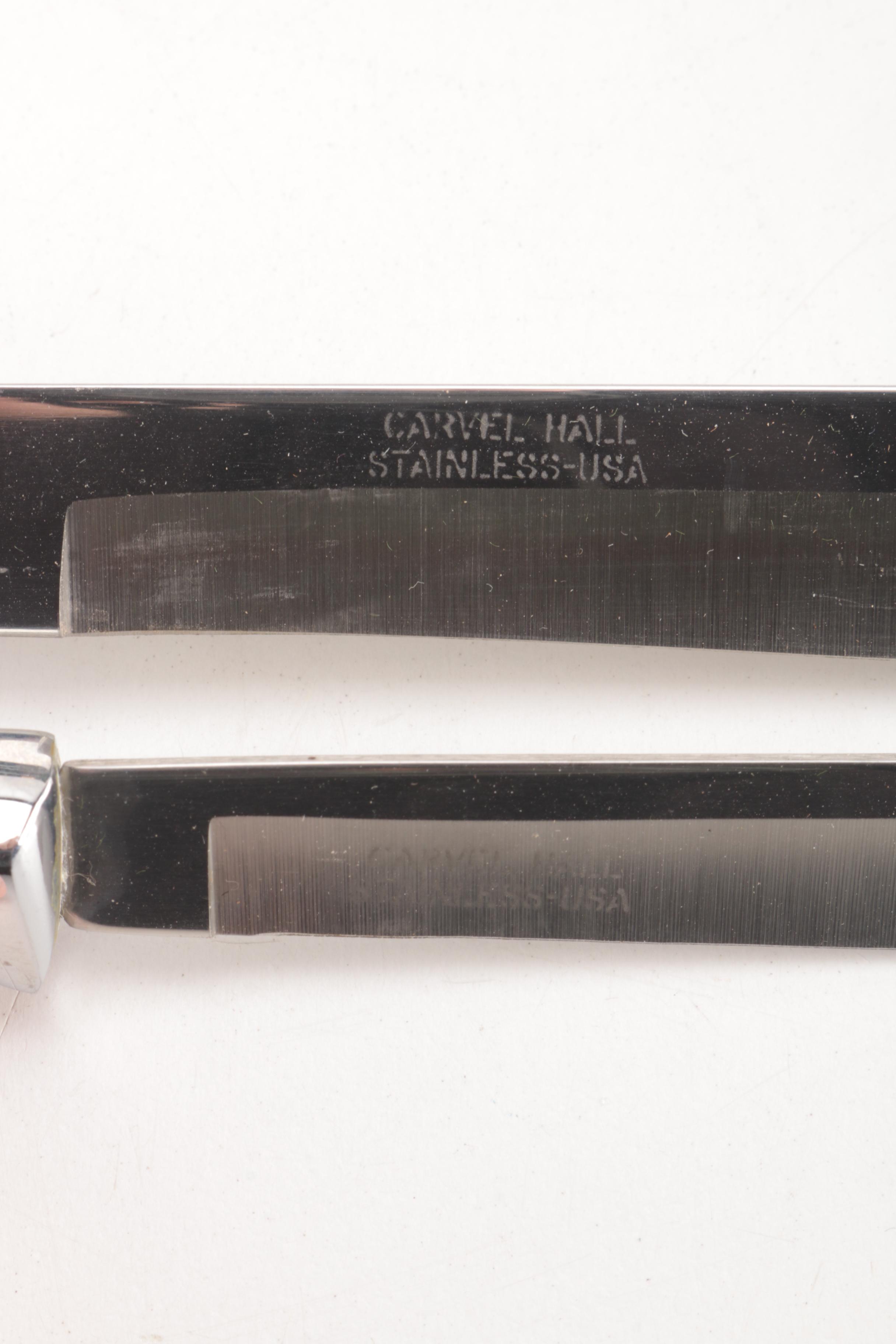 Collection of Knives and Silver Plate Serving Pieces