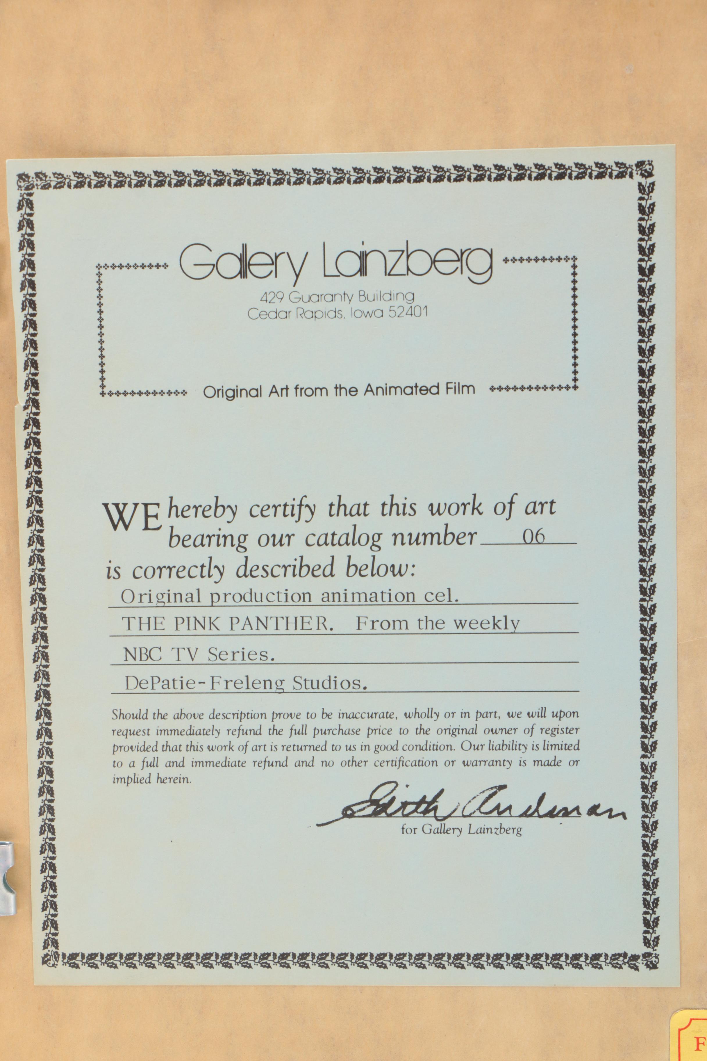 Original Animation Celluloid "The Pink Panther"