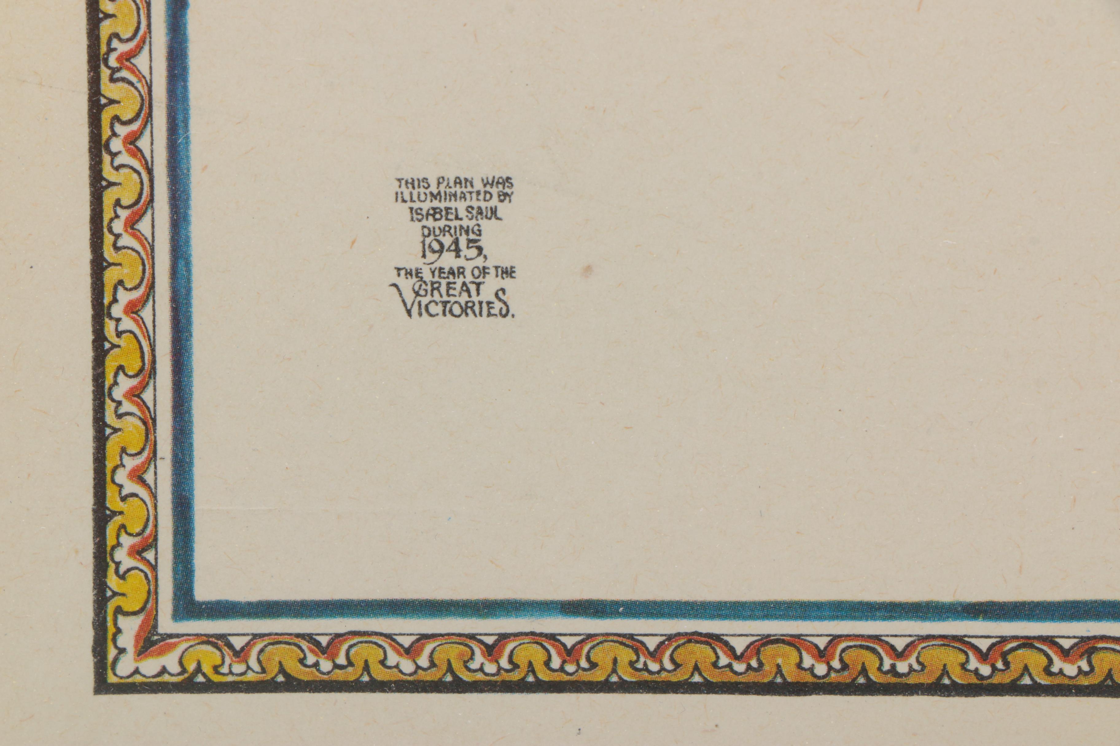 Isabel Saul Offset Lithograph on Paper "York Minster AD. 627 - Today"