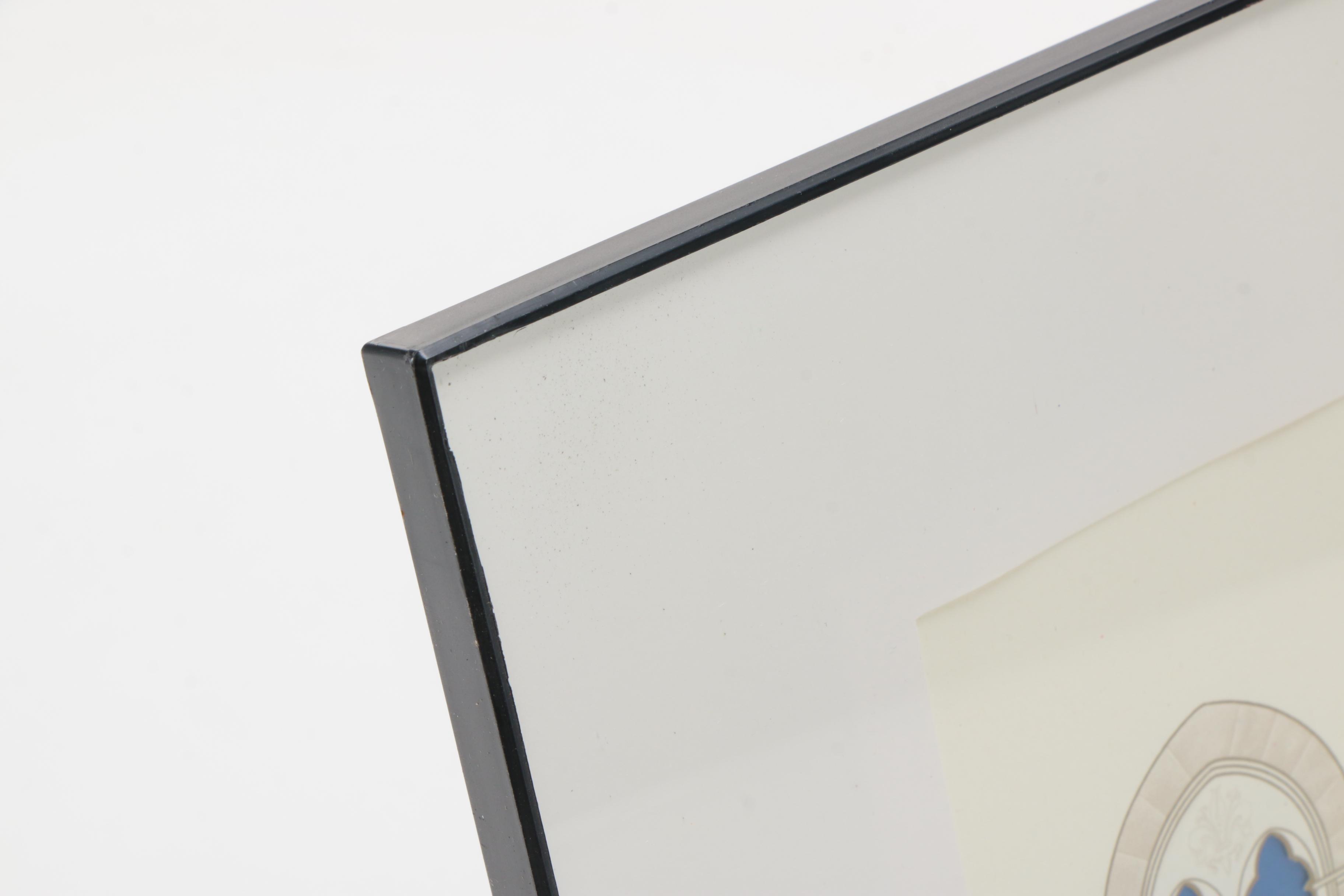 Offset Lithographs of Italian Towers Through Window Frames