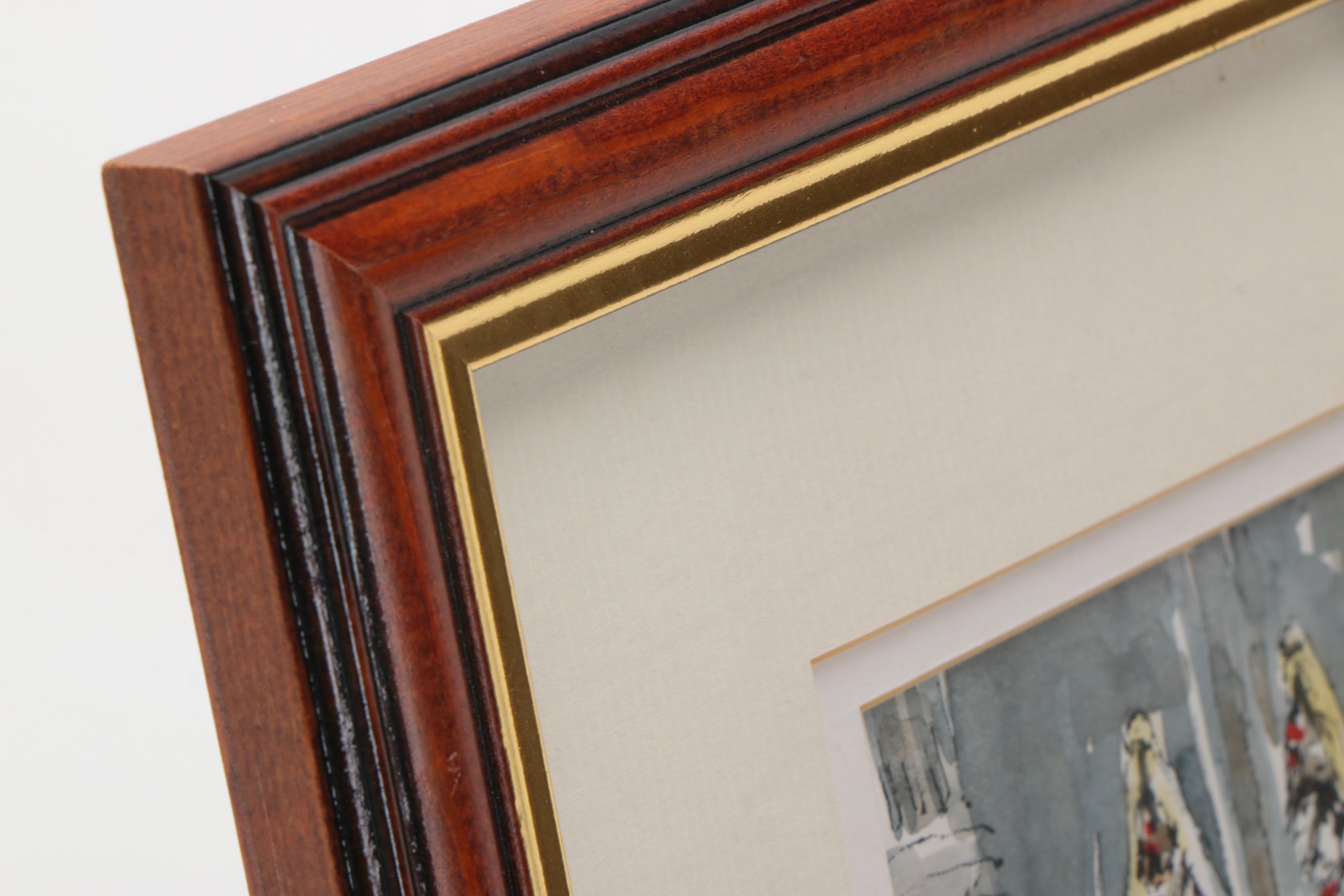 Watercolor on Paper of Royal Guards on Horseback