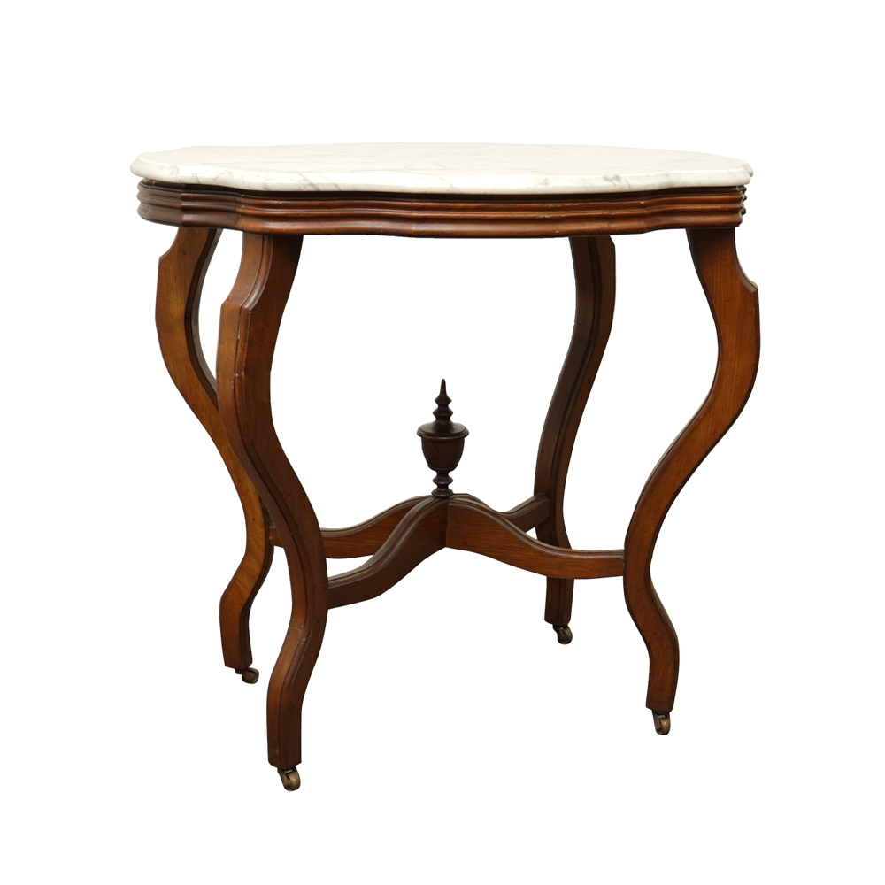 Renaissance Revival Style Marble Turtle-Top Side Table