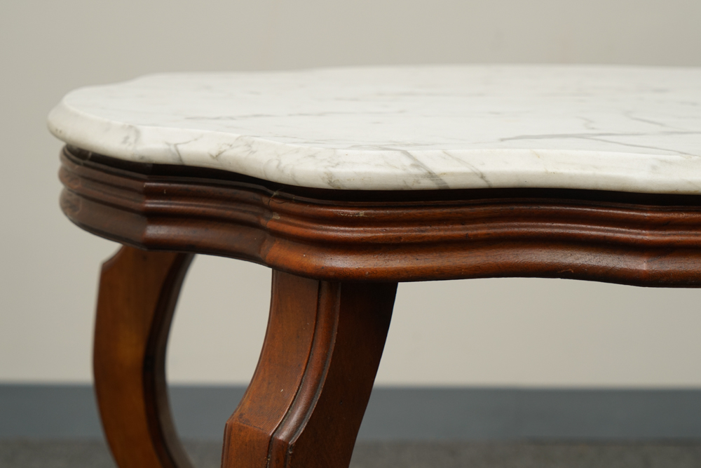 Renaissance Revival Style Marble Turtle-Top Side Table