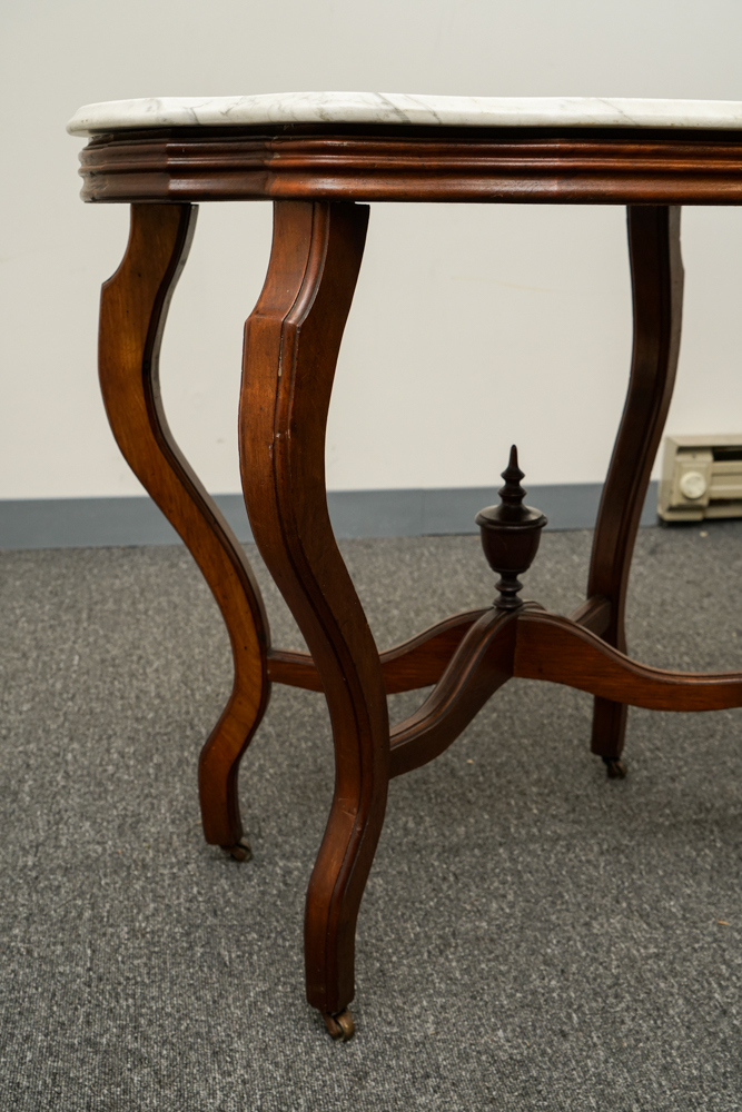 Renaissance Revival Style Marble Turtle-Top Side Table