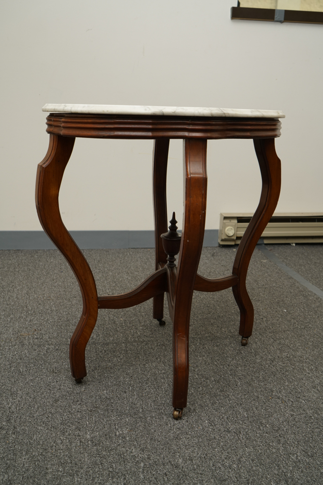 Renaissance Revival Style Marble Turtle-Top Side Table
