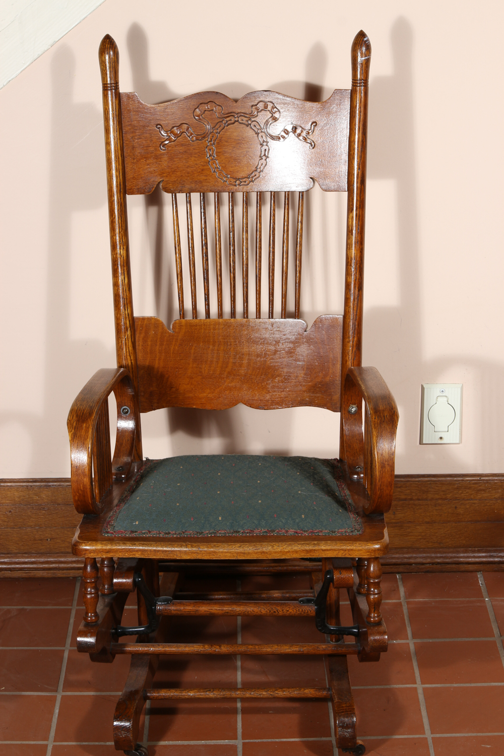 Vintage Oak Glider Rocking Chair