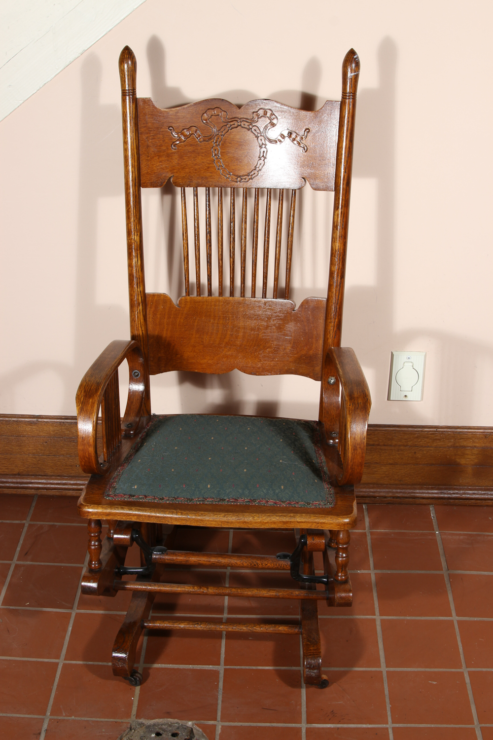 Vintage Oak Glider Rocking Chair