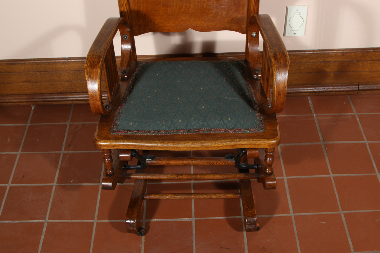 Vintage Oak Glider Rocking Chair