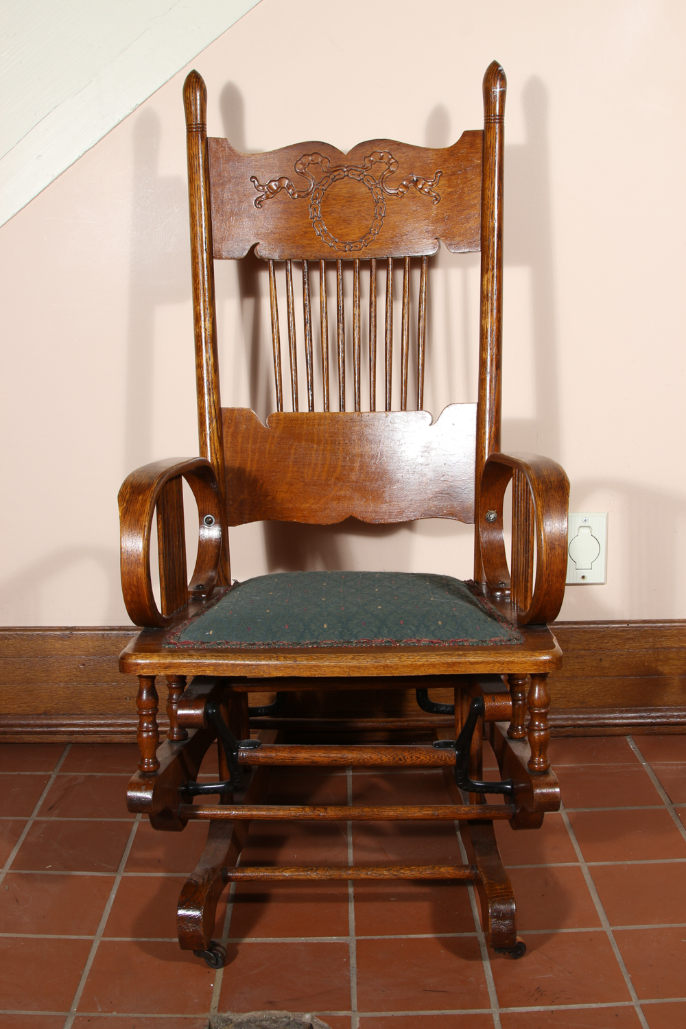 Vintage Oak Glider Rocking Chair
