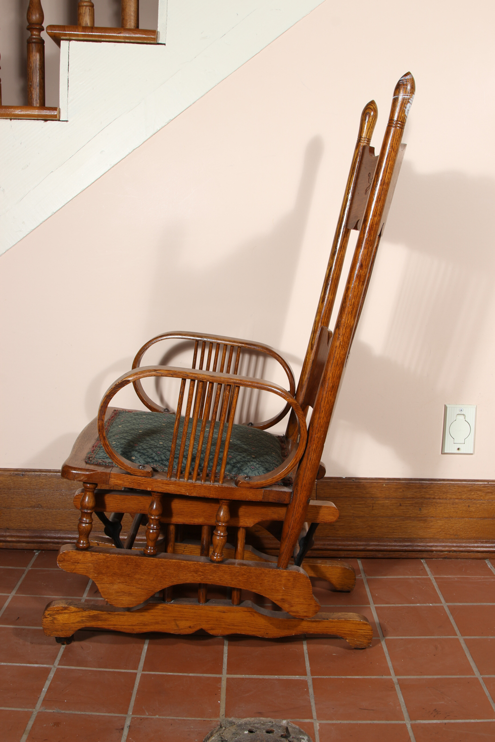 Vintage Oak Glider Rocking Chair