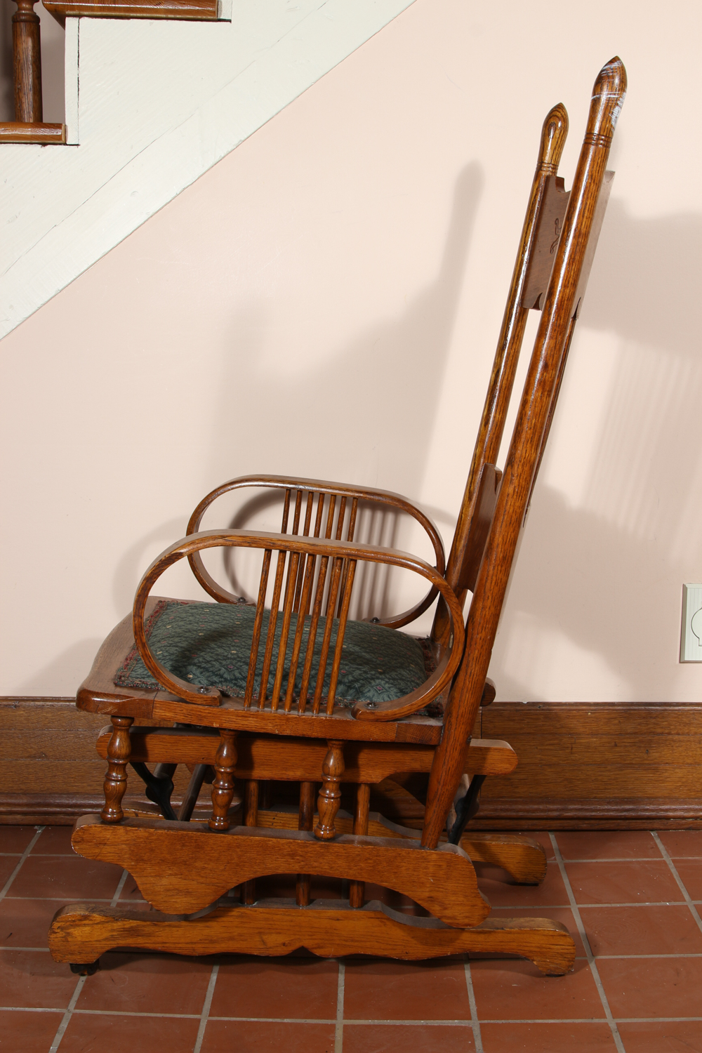 Vintage Oak Glider Rocking Chair