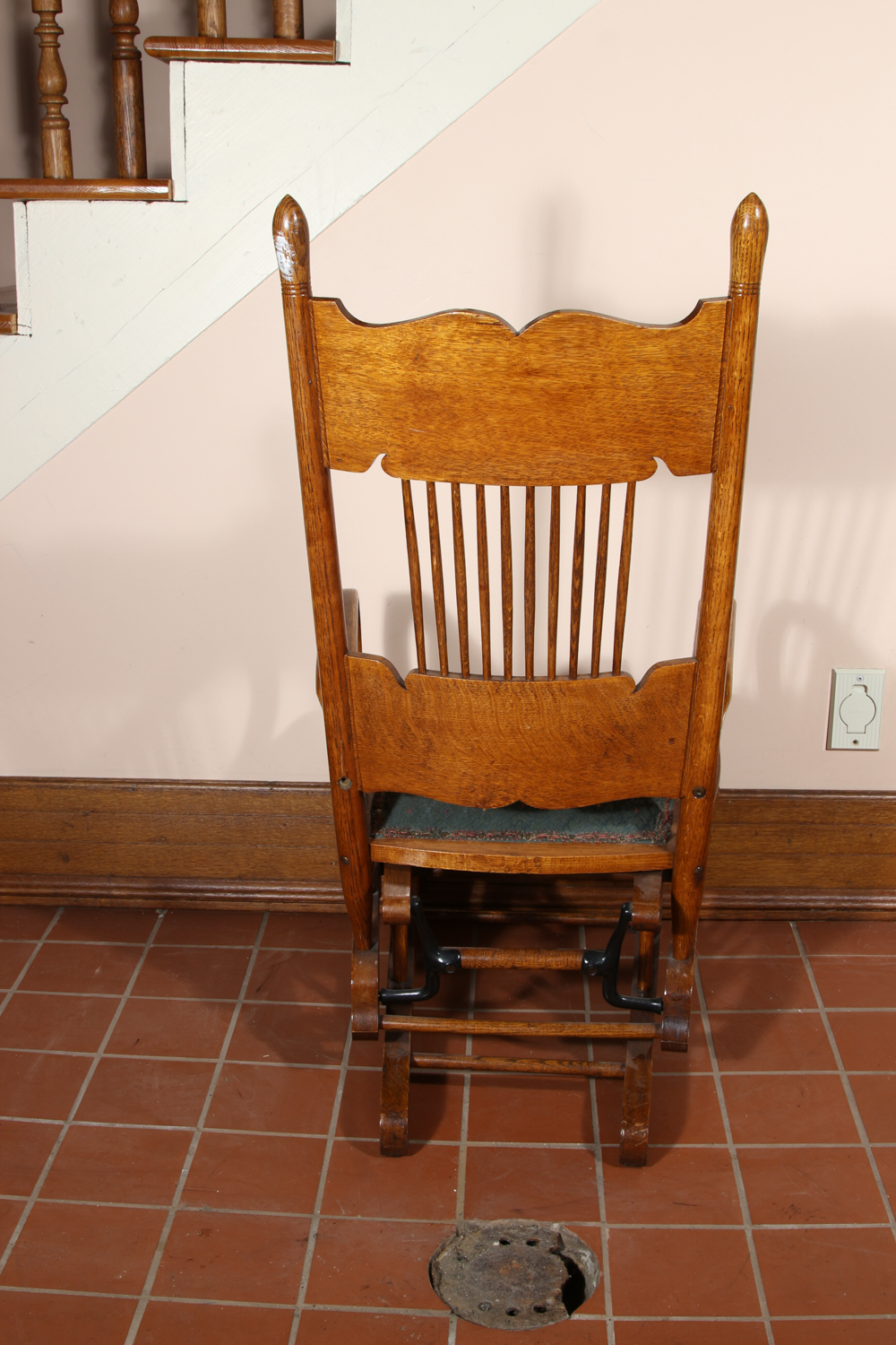Vintage Oak Glider Rocking Chair