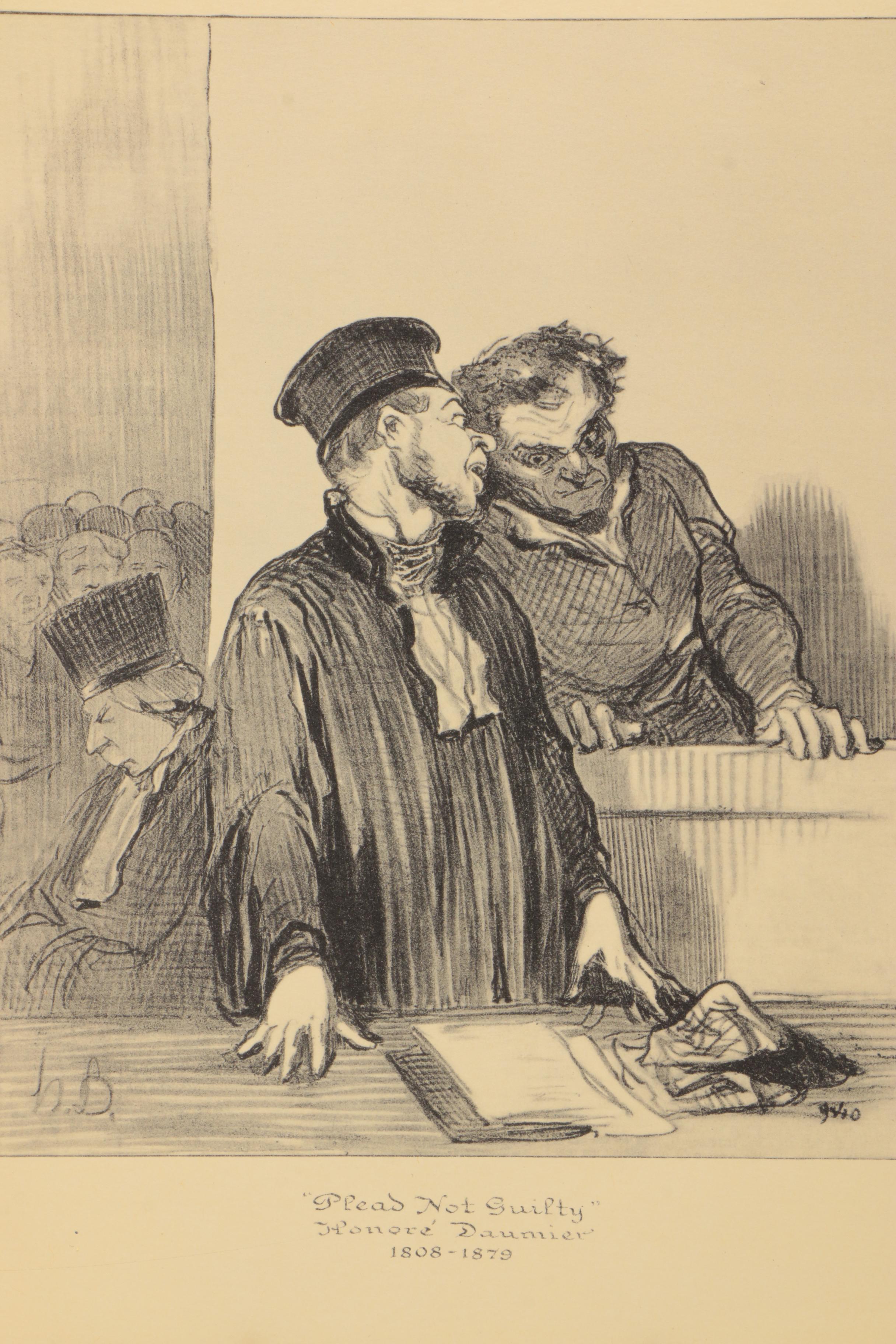 Lithograph Prints After Drawings By Honore Daumier "A Respected Citizen" and "Plead Not Guilty"