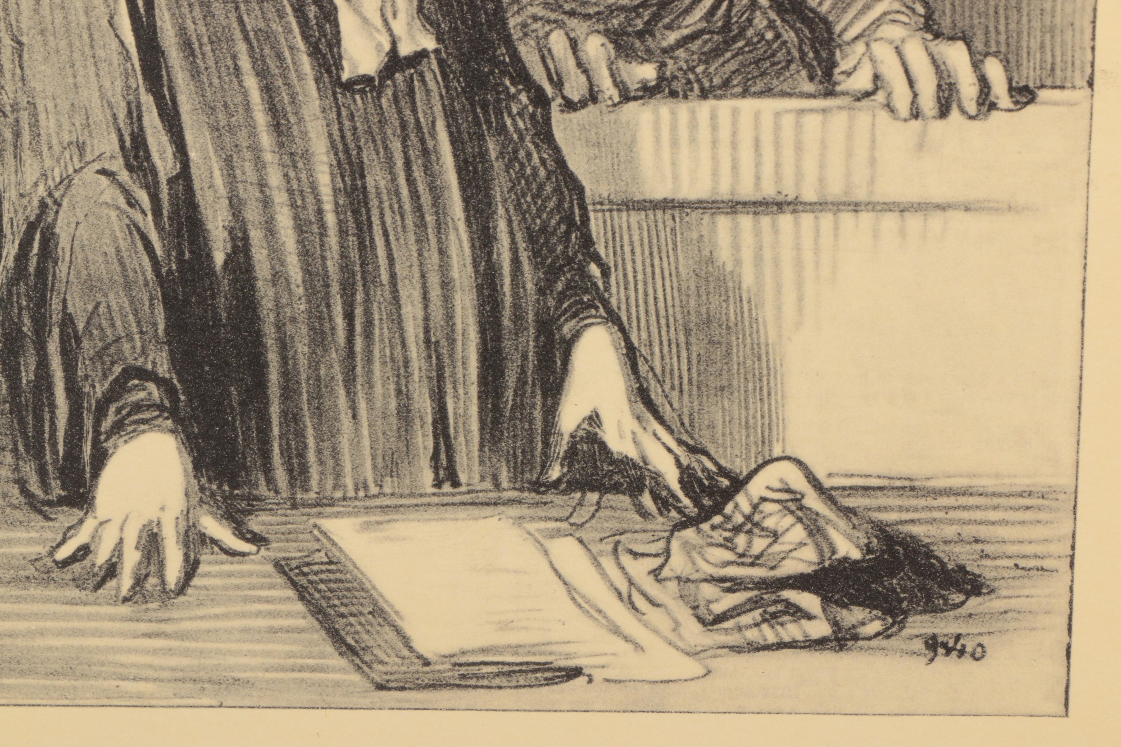 Lithograph Prints After Drawings By Honore Daumier "A Respected Citizen" and "Plead Not Guilty"