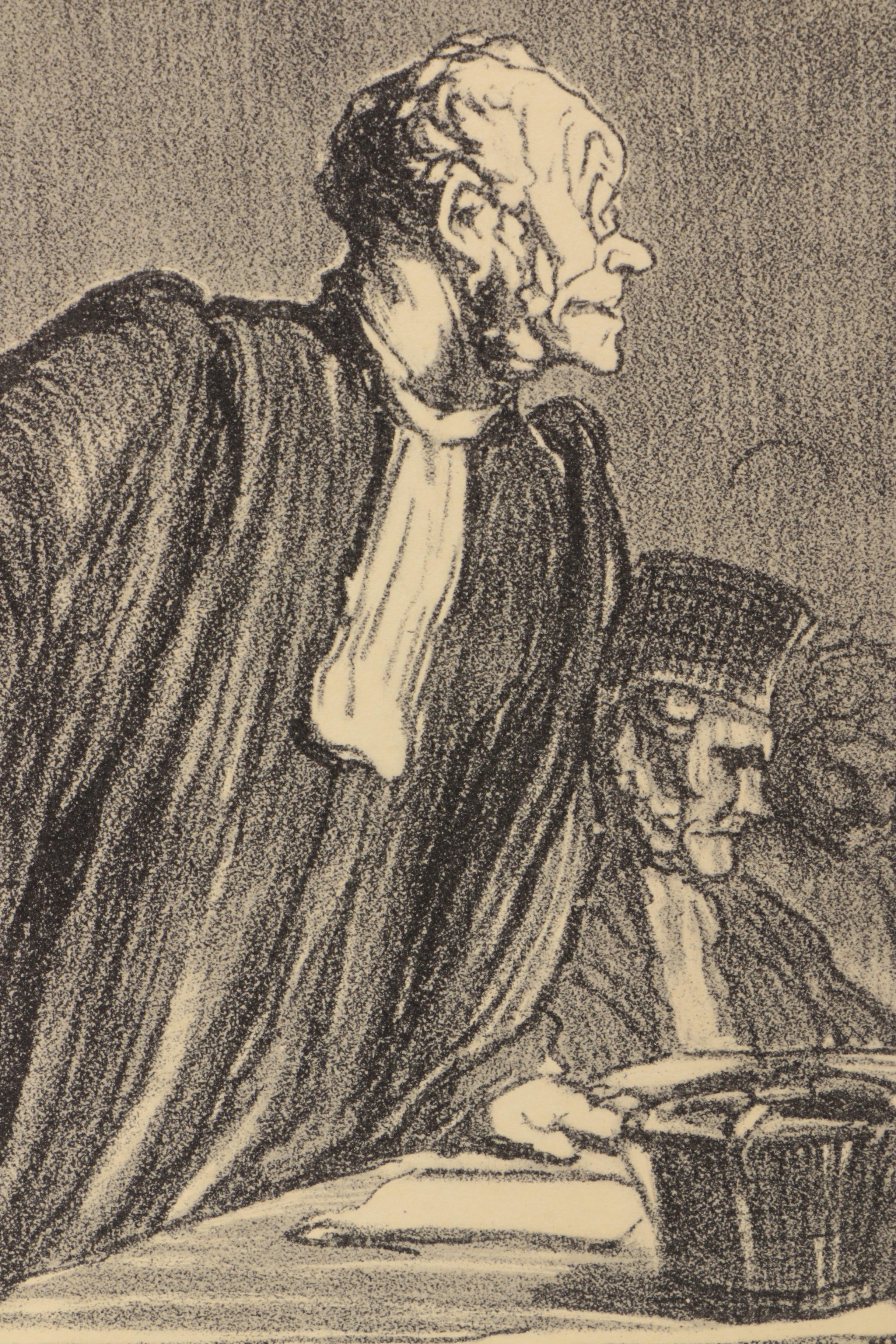 Lithograph Prints After Drawings By Honore Daumier "A Respected Citizen" and "Plead Not Guilty"